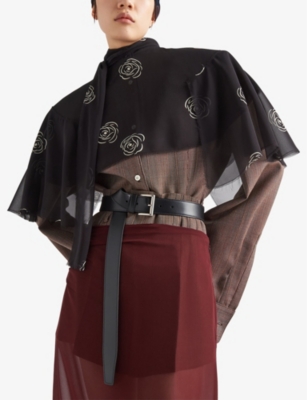 Prada Logo-engraved Buckle Leather Belt In Black
