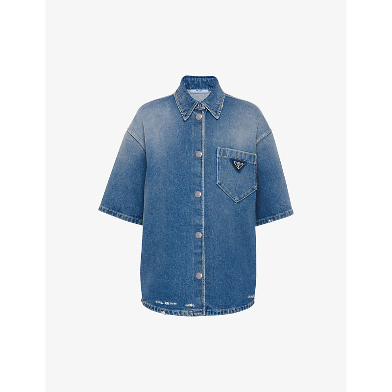 Prada Denim Shirt In Blue