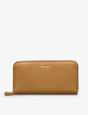 PRADA: Logo-embossed large leather wallet