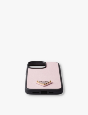PRADA: Brand-plaque leather iPhone 15 Pro cover