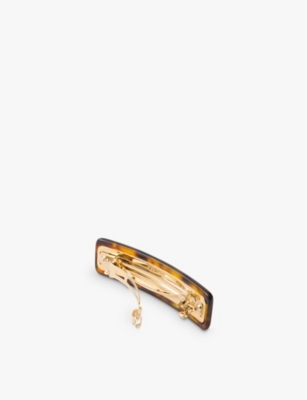 Prada Womens Neutral Branded Tortoiseshell-pattern Metal Hairclip In Neutral