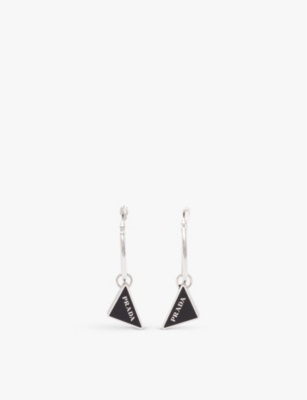PRADA Symbole sterling-silver and enamel hoop earrings - Main Image