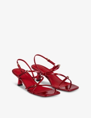 Sandro Womens Rouges Strappy Square-toe Leather Heeled Sandals In Rouges