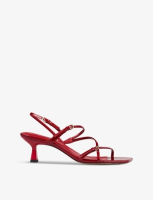 Sandro Womens Rouges Strappy Square-toe Leather Heeled Sandals In Rouges