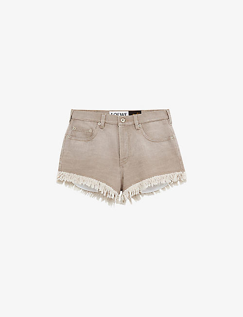 LOEWE: Loewe x Paula's Ibiza brand-patch raw-hem denim shorts