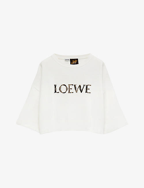 LOEWE: Loewe x Paula's Ibiza cropped relaxed-fit cotton-blend-jersey T-shirt