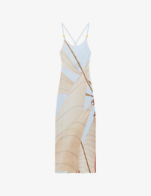 LOEWE: Loewe x Paula's Ibiza strappy scoop-neck stretch-cotton-jersey midi dress