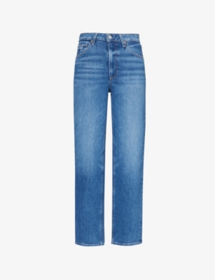 PAIGE: Sarah mid-wash straight-leg mid-rise organic-cotton blend stretch-denim jeans
