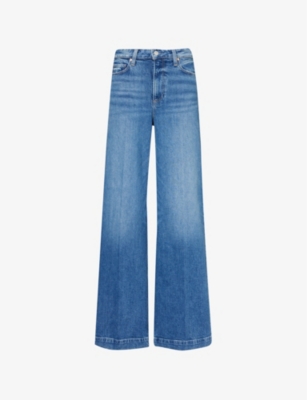 PAIGE: Eco Harper wide-leg high-rise stretch-denim jeans