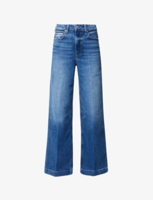 PAIGE: Harper wide-leg high-rise organic denim-blend jeans