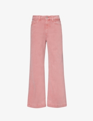 PAIGE: Anessa brand-patch wide-leg high-rise stretch-denim jeans