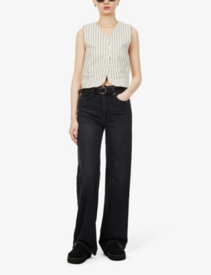 PAIGE: "Sasha 32"" straight-leg mid-rise stretch-cotton jeans"