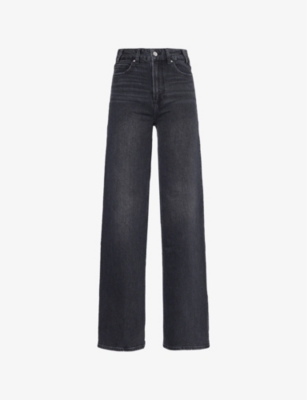 Shop Paige Women's Viper Black Distressed Sasha 32' Straight-leg Mid-rise Stretch-cotton Jeans