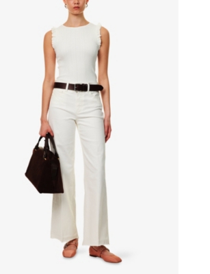 PAIGE: Anessa raw-hem wide-leg mid-rise stretch-denim jeans