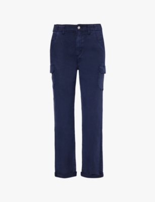 PAIGE: Drew flap-pocket straight-leg high-rise twill trousers