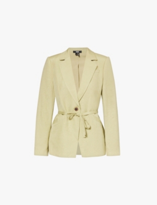 PAIGE: Genova padded-shoulder linen-blend woven blazer