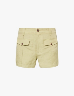 PAIGE: Brittane flap-pocket linen-blend woven shorts