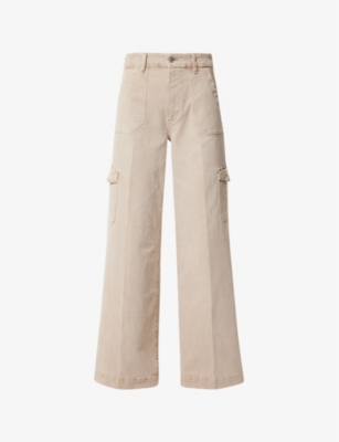 PAIGE: Harper patch-pocket wide-leg high-rise stretch-denim jeans