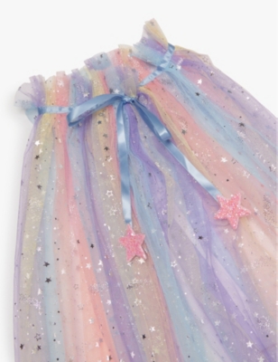 MIMI & LULA: Ombre Rainbow tulle-embellished cape