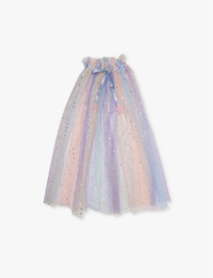 MIMI & LULA: Ombre Rainbow tulle-embellished cape