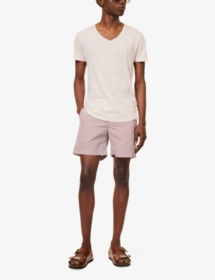 Shop Orlebar Brown Men's Pink Sand Logo-tab Regular-fit Cotton-jersey T-shirt