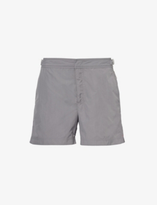 Shop Orlebar Brown Men's Storm Grey Setter Mid-rise Swim Shorts