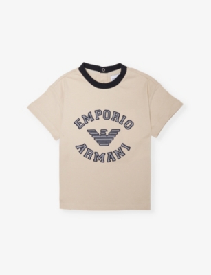 EMPORIO ARMANI: Ringer logo-embossed regular-fit cotton-jersey T-shirt 6-36 months