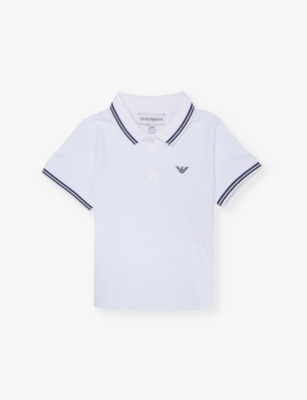 EMPORIO ARMANI: Logo-embossed short-sleeve stretch-cotton piqué polo shirt 9-18 months