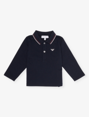 EMPORIO ARMANI: Logo-embroidered long-sleeve stretch-cotton-piqué polo shirt 6-36 months