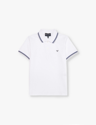 EMPORIO ARMANI: Classic logo-print stretch-cotton polo shirt 4-16 years