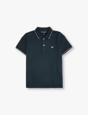 EMPORIO ARMANI: Classic logo-print stretch-cotton polo shirt 4-16 years