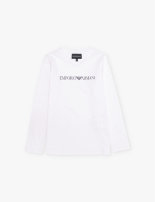 EMPORIO ARMANI: Classic brand-print cotton-jersey T-shirt 4-16 years