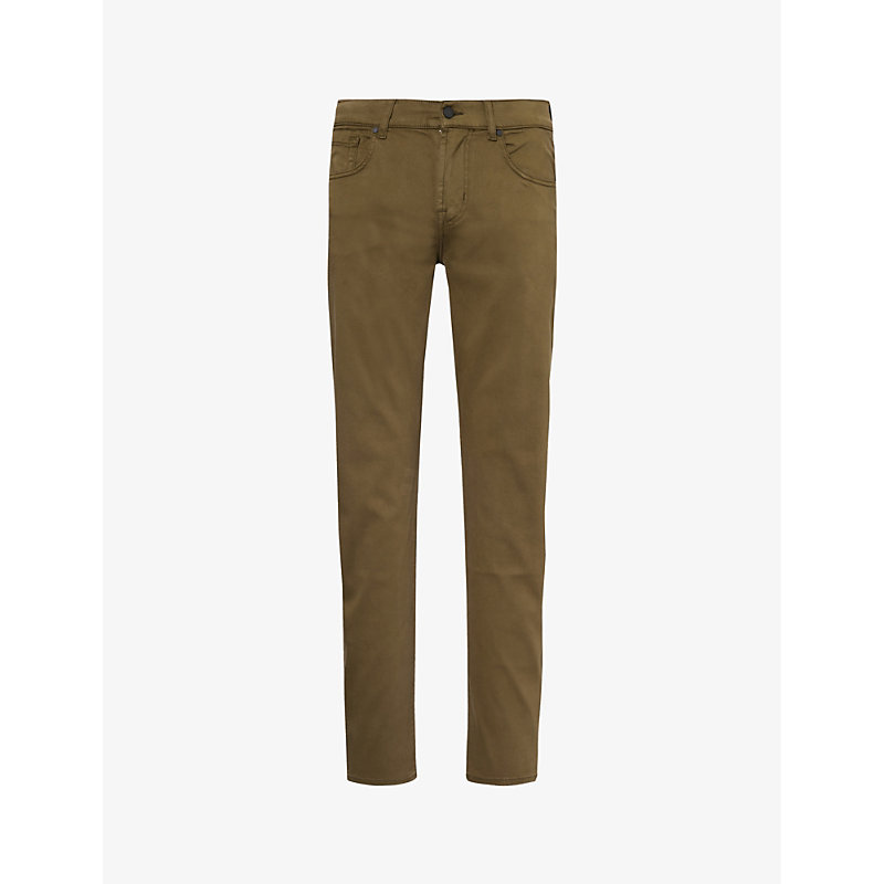Shop 7 For All Mankind Men's Army Slimmy Tapered Tapered-leg Slim-fit Cotton-blend Trousers