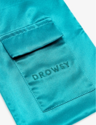 Shop Drowsy Sleep Co Women's Green Sapphire Drowsy Logo-embroidered Silk Pouch