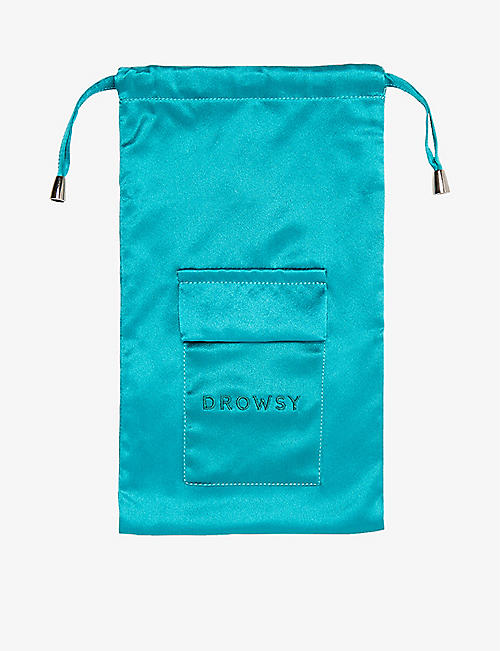 DROWSY SLEEP CO: Drowsy logo-embroidered silk pouch