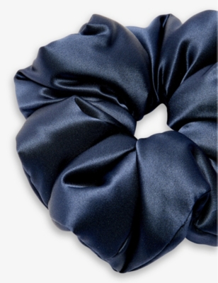 Shop Drowsy Sleep Co Women's Midnight Blue Drowsy Big Logo-embellished Silk Scrunchie