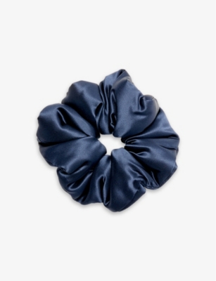 Shop Drowsy Sleep Co Women's Midnight Blue Drowsy Big Logo-embellished Silk Scrunchie