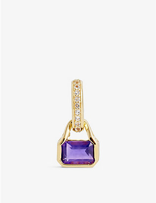 V BY LAURA VANN: February 18ct yellow-gold vermeil, recycled sterling-silver, white topaz and amethyst charm