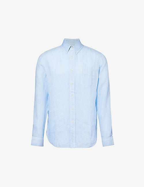 120% LINO: Spread-collar regular-fit linen shirt