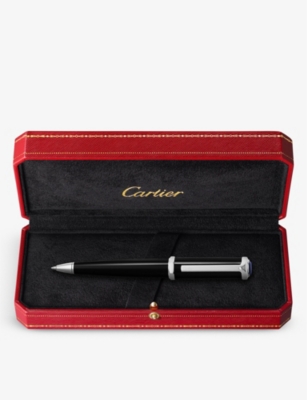CARTIER: Santos-Dumont palladium-finish and black composite ballpoint pen