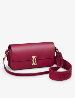 Shop Cartier C De  Leather Cross-body Bag In Red