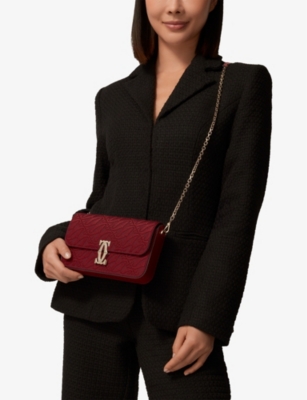 Shop Cartier C De  Mini Leather Cross-body Bag In Red