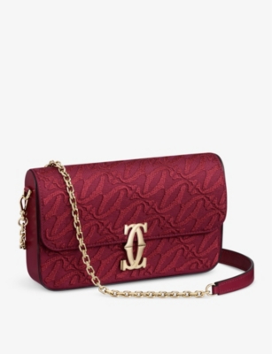 Shop Cartier C De  Mini Leather Cross-body Bag In Red