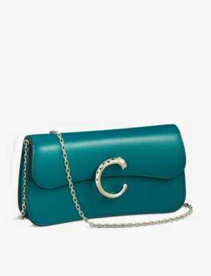 Shop Cartier Panthère De  Chain Mini Leather Cross-body Bag In Blue