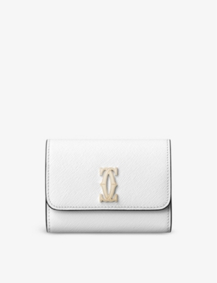 Cartier White Double C De Mini Grained-leather Wallet