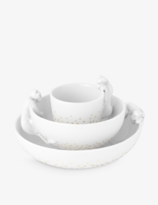 CARTIER: Baby Panthère 3-piece porcelain crockery set
