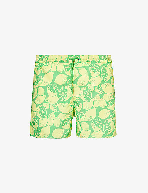 BJORN BORG: Lemon-print recycled-polyester swim shorts