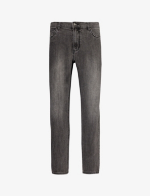 Shop Arne Men's Grey Wash Brand-patch Tapered-leg Slim-fit Stretch-denim Jeans