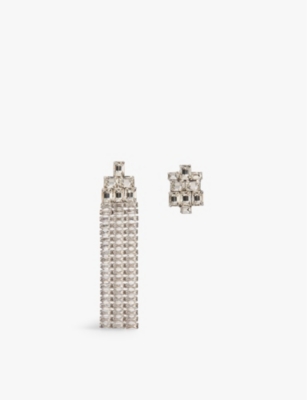MAJE: Silver-plated recycled-brass drop earrings