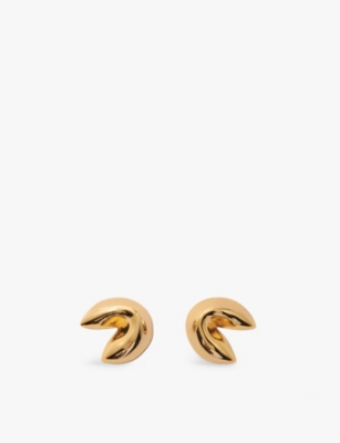 MAJE: Fortune Cookie gold-plated brass stud earrings